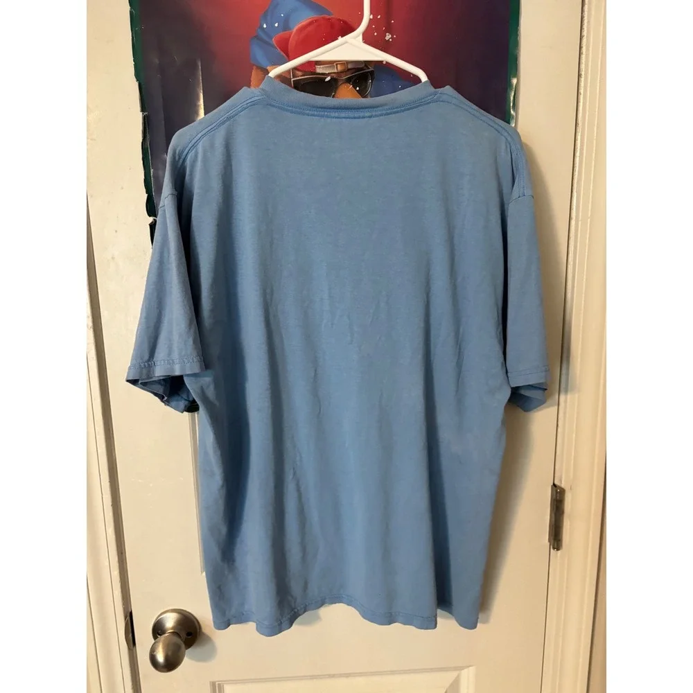 Vintage 90s Nike Mini Swoosh T-Shirt Mens Medium Blue Single Stitch Made in USA